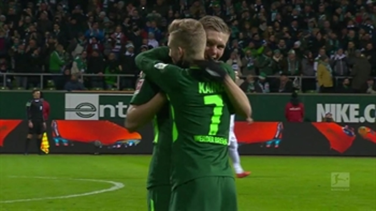Florian Kainz curls in a great goal for Bremen vs. Wolfsburg ' 2017-18 Bundesliga Highlights