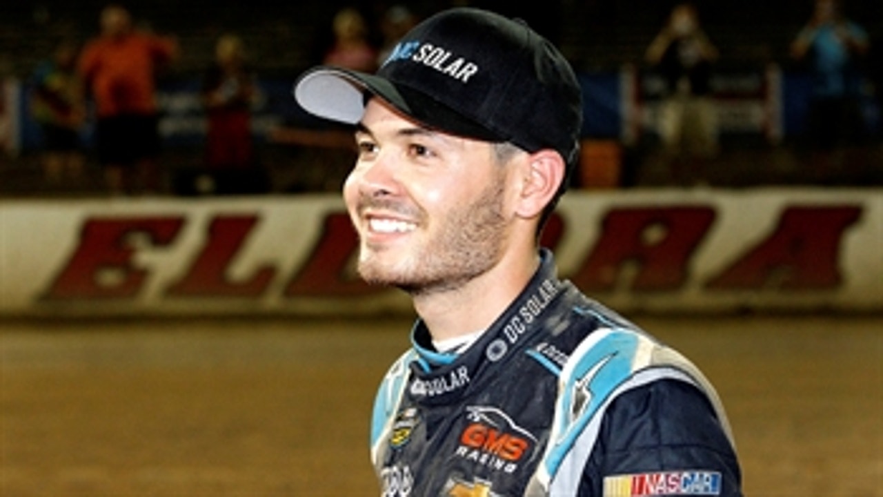Kyle Larson talks with Kenny Wallace about being in the booth for the Eldora Dirt Derby