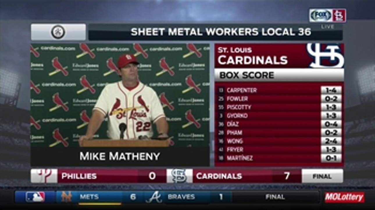 Matheny praises Fryer's approach behind the plate during Martinez's shutout