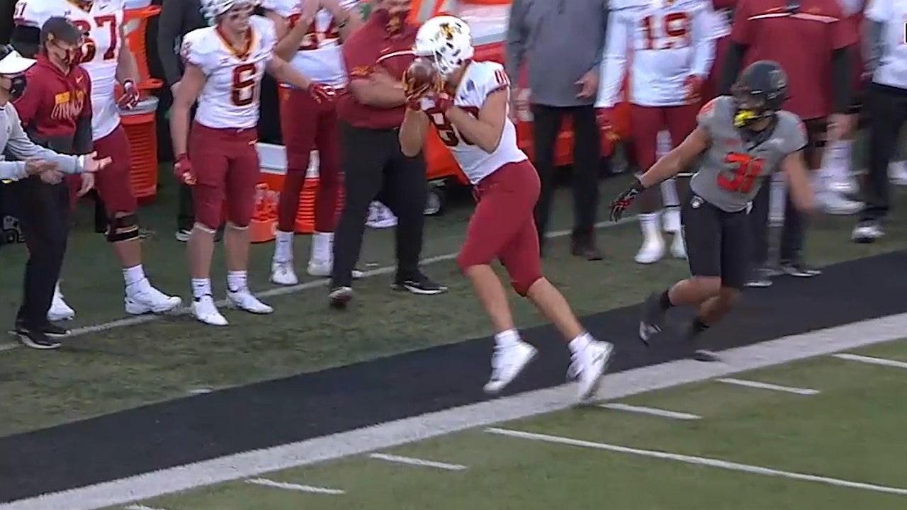 Iowa State’s Charlie Kolar makes stunning catch setting up TD, Cyclones trail 24-21