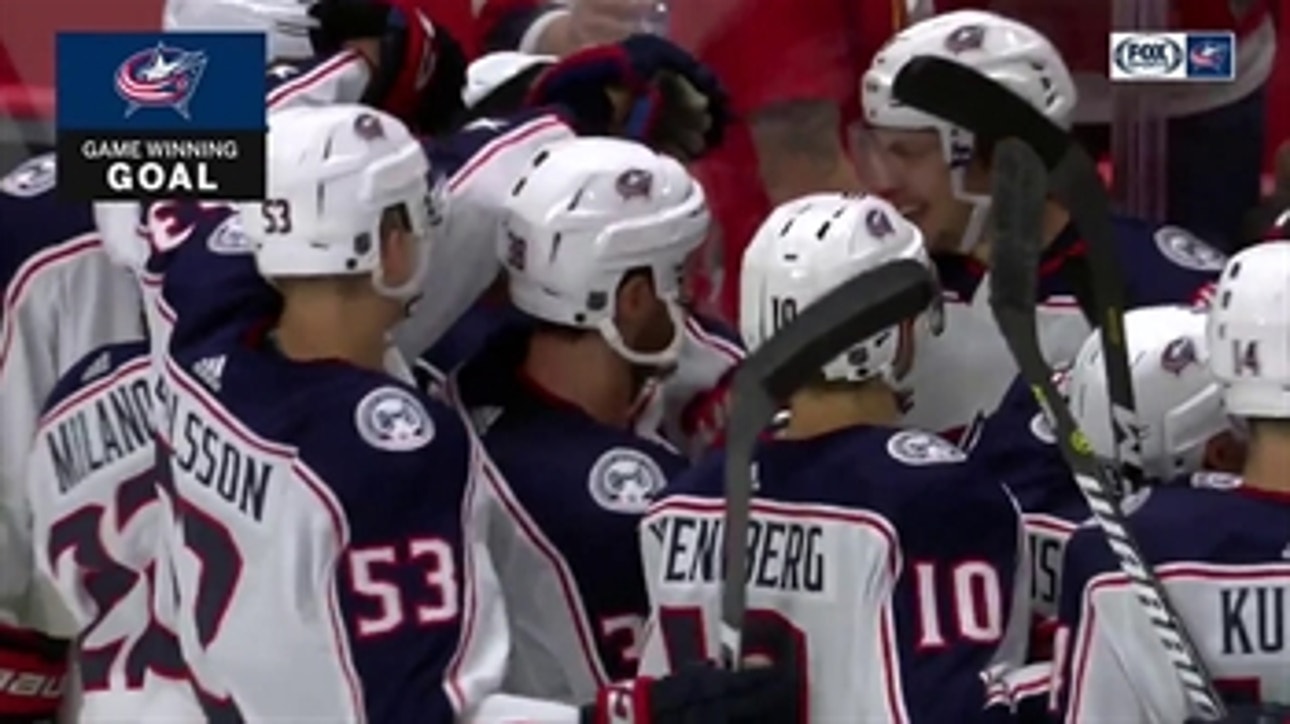 Blue Jackets celebrate after Artemi Panarin nets game-winner in overtime
