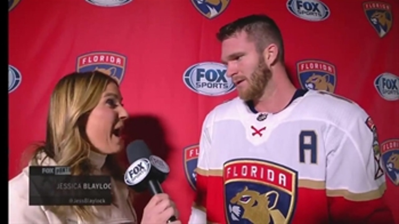 Jonathan Huberdeau on the Panthers' battle tonight, his two goals