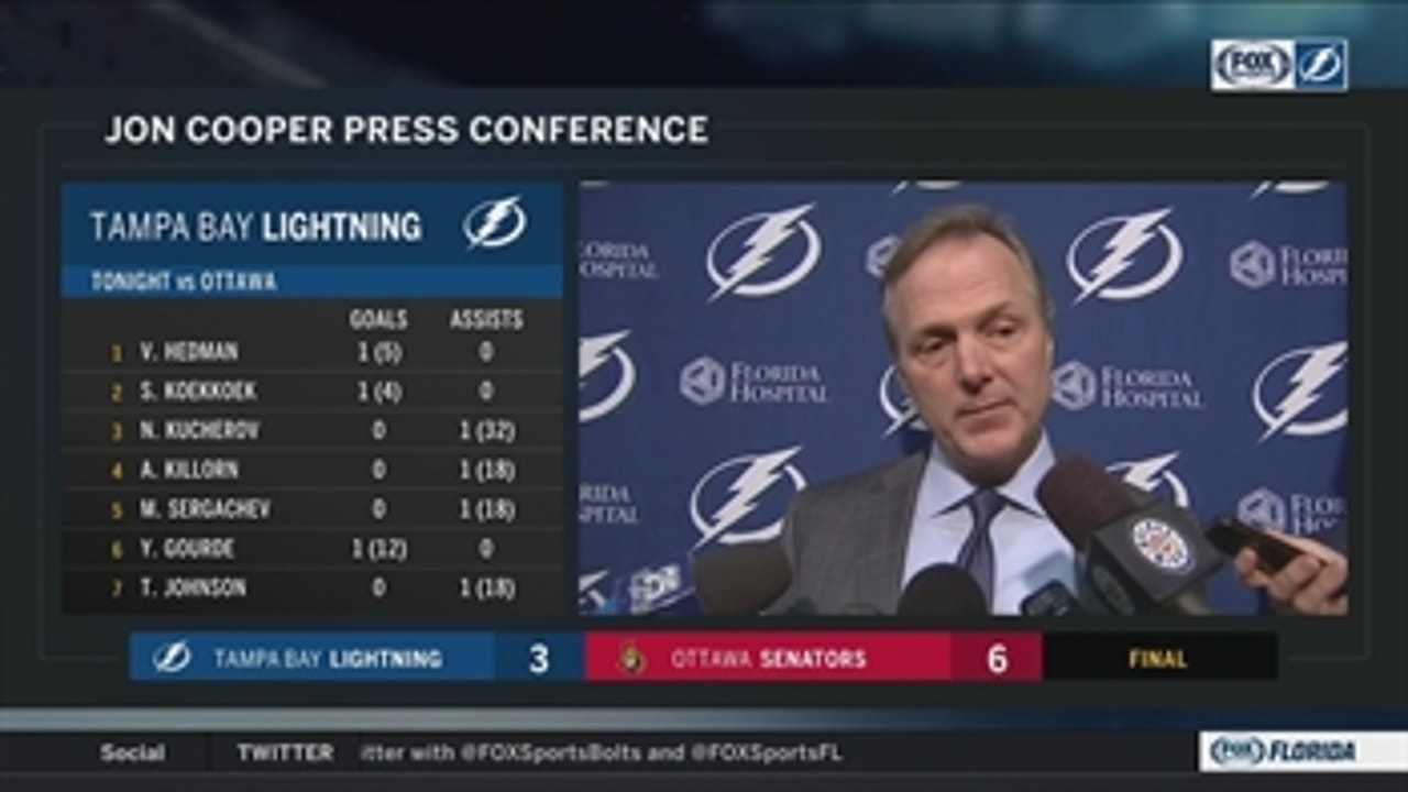 Jon Cooper: I'm disappointed with how we let our goaltender down