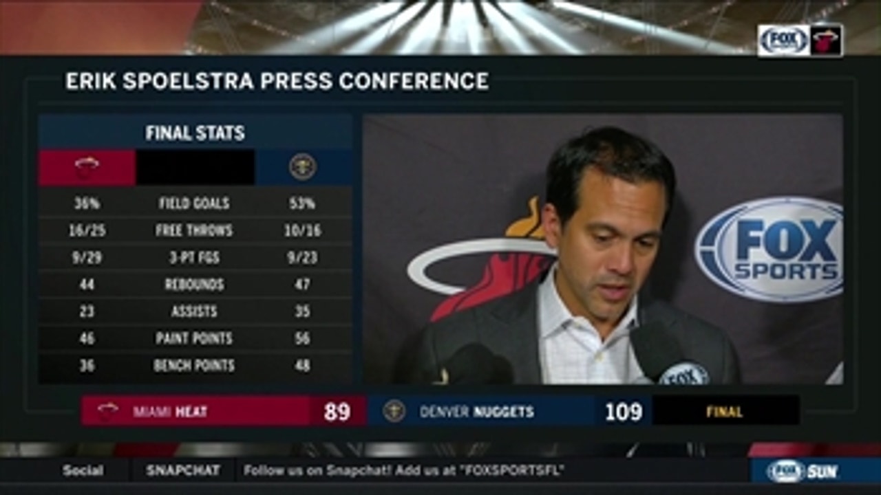 Erik Spoelstra on loss to Nuggets: 'They had us on our heels the entire game'