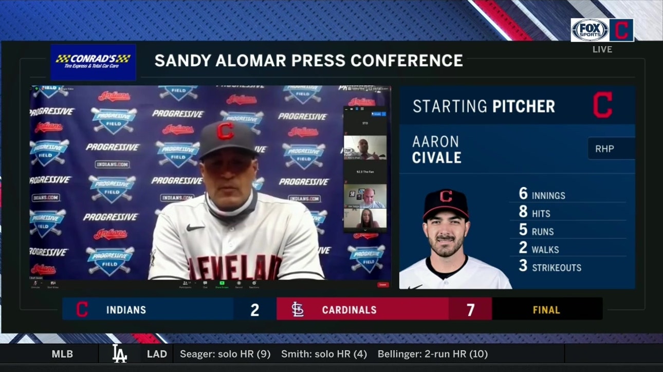 Sandy Alomar was complimentary of Tyler Naquin's performance