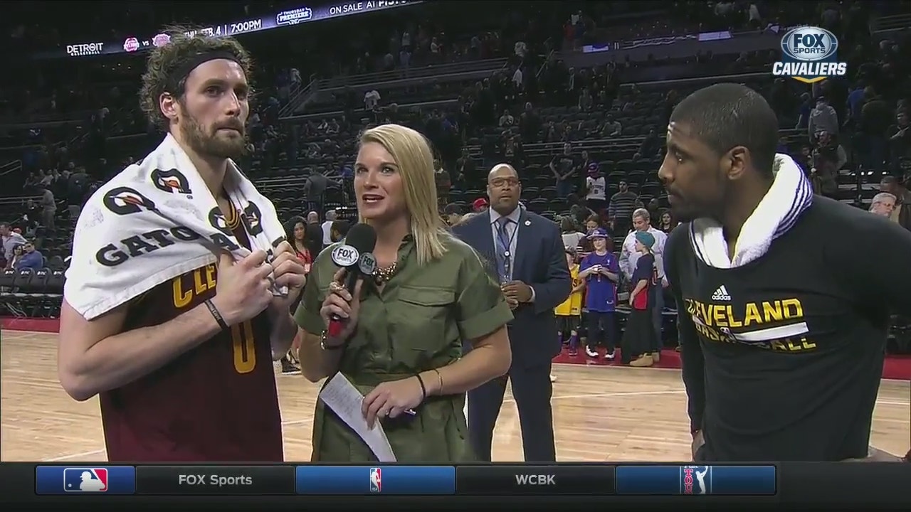 Kyrie Irving, Kevin Love talk about defense and pace after Cavs' win in Detroit