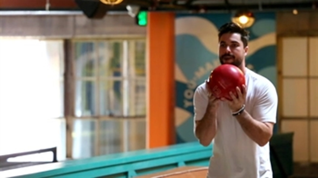 Austin Hedges plays some games with Lisa Lane at Punch Bowl Social