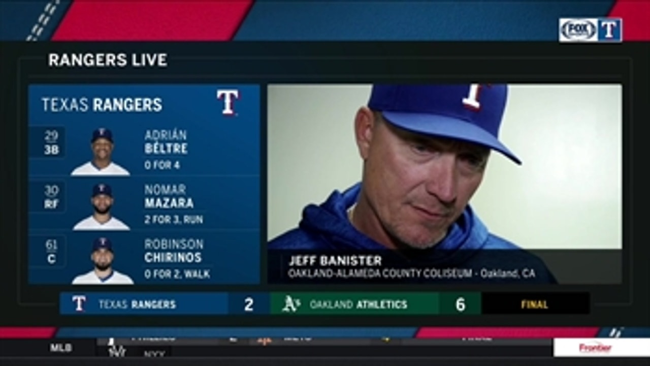 Jeff Banister: 'Our bullpen has picked us up'