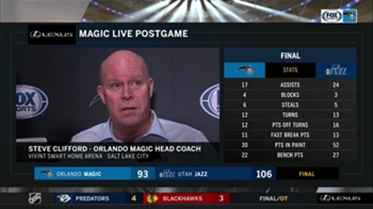Steve Clifford breaks down Magic's 63-point 1st half, 30-point 2nd half after loss to Jazz