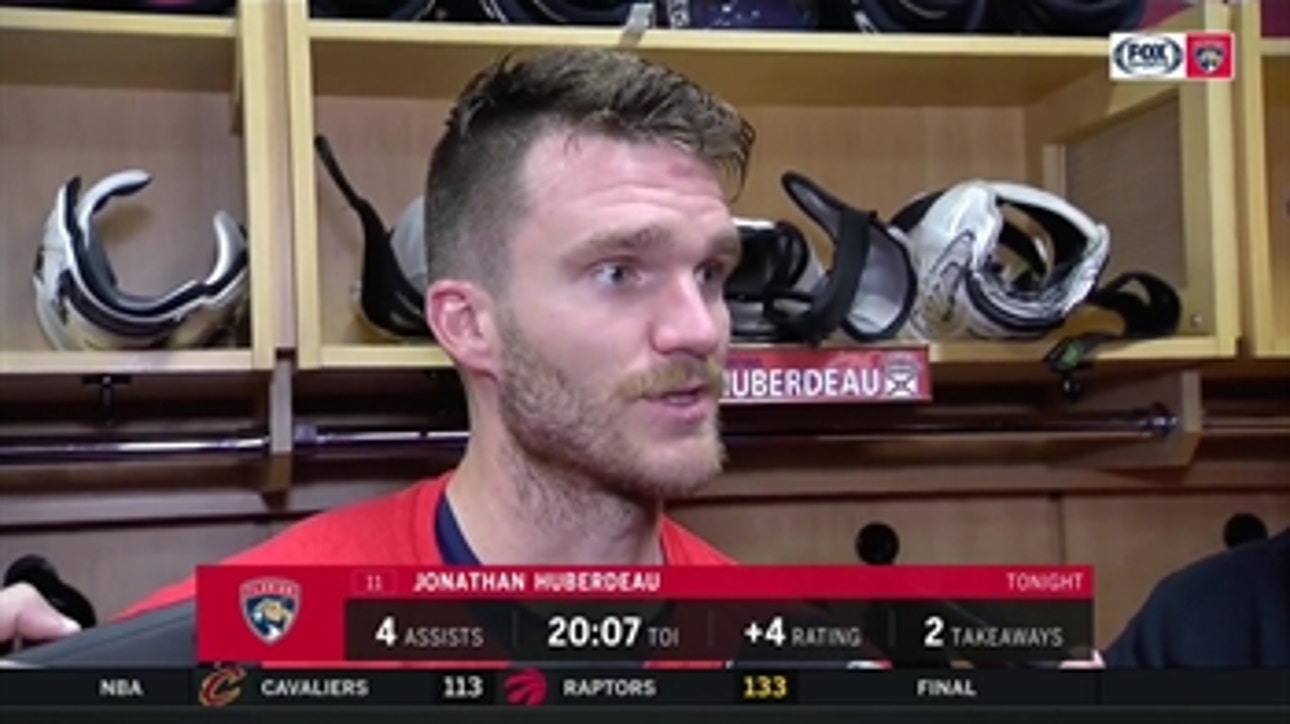 Jonathan Huberdeau discusses notching his 400th point in his 500th NHL game
