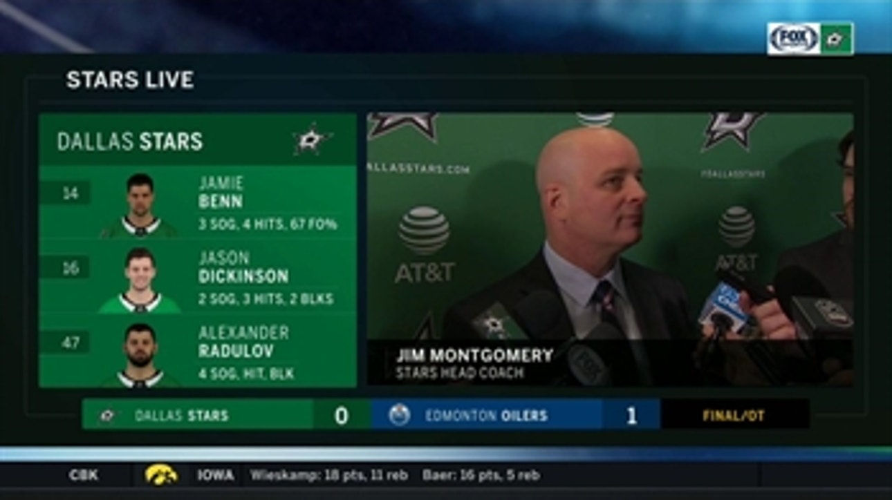 Jim Montgomery talks Stars OT Loss in Edmonton