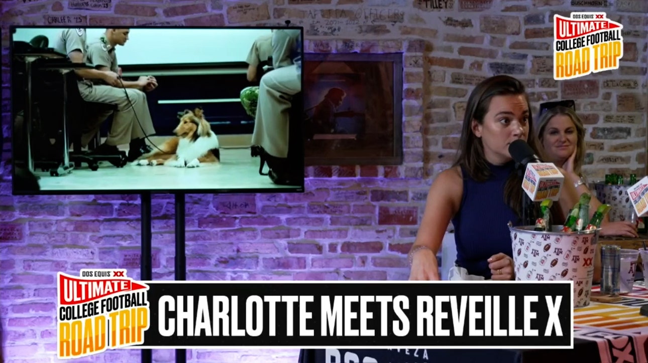 Charlotte Wilder hangs out with Texas A&M's mascot, Reveille X