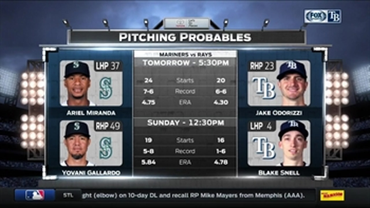 Rays look to bounce back against the Mariners