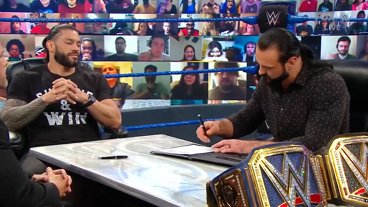 Drew McIntyre returns to SmackDown for Survivor Series contract signing with Roman Reigns
