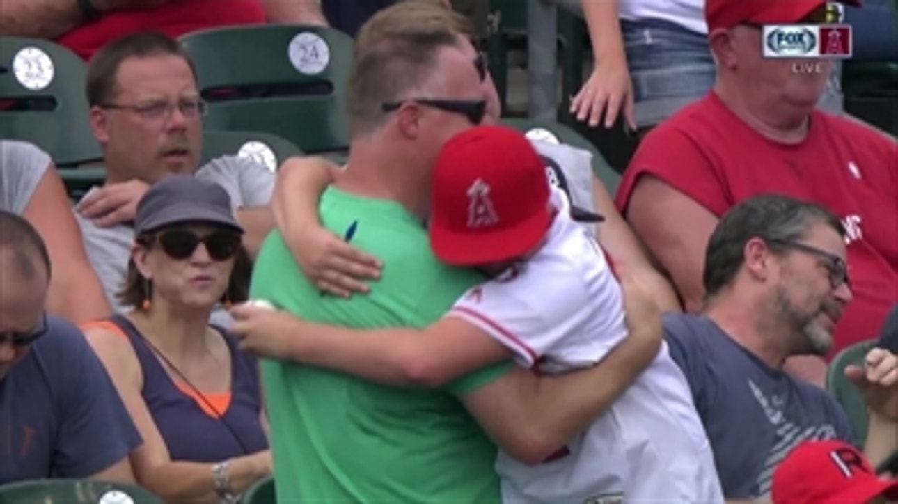 This young fan was so happy to get Mike Trout's autograph