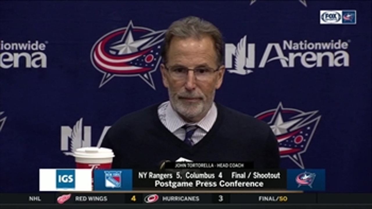 John Tortorella is disappointed, but not discouraged with the Blue Jackets' shoot-out loss