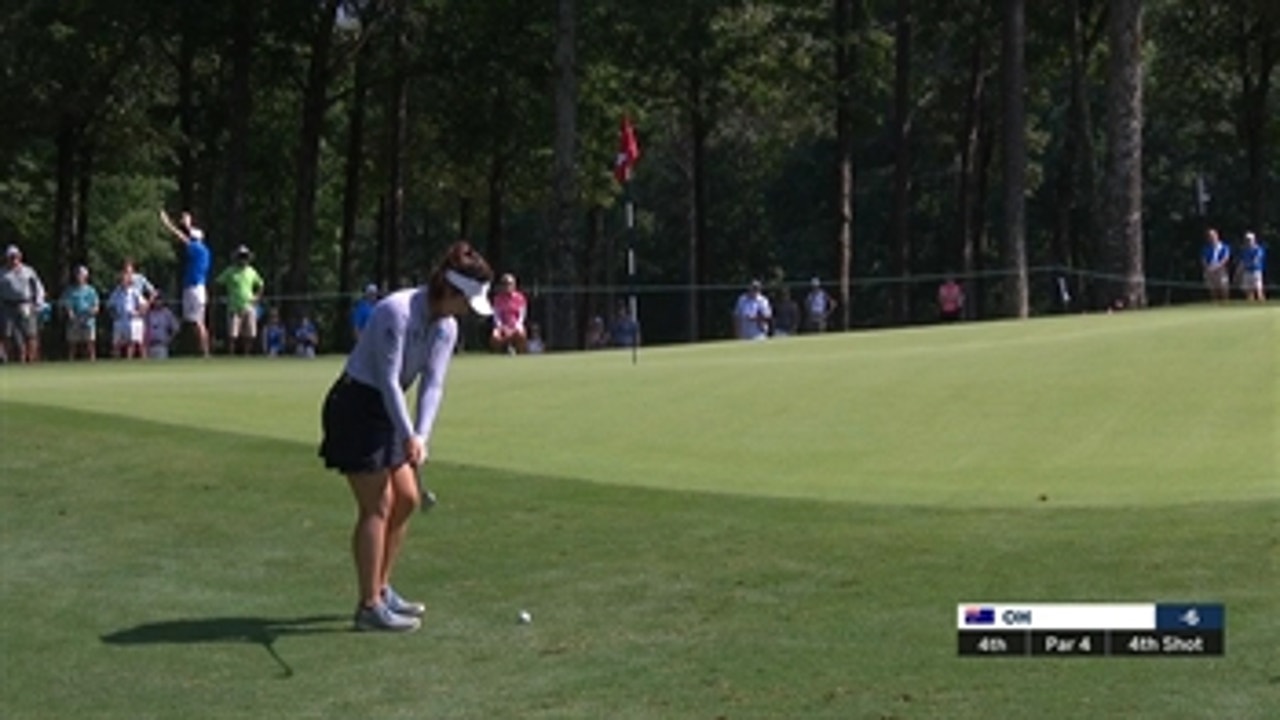 Su-Hyun Oh holes out from the fringe to save par