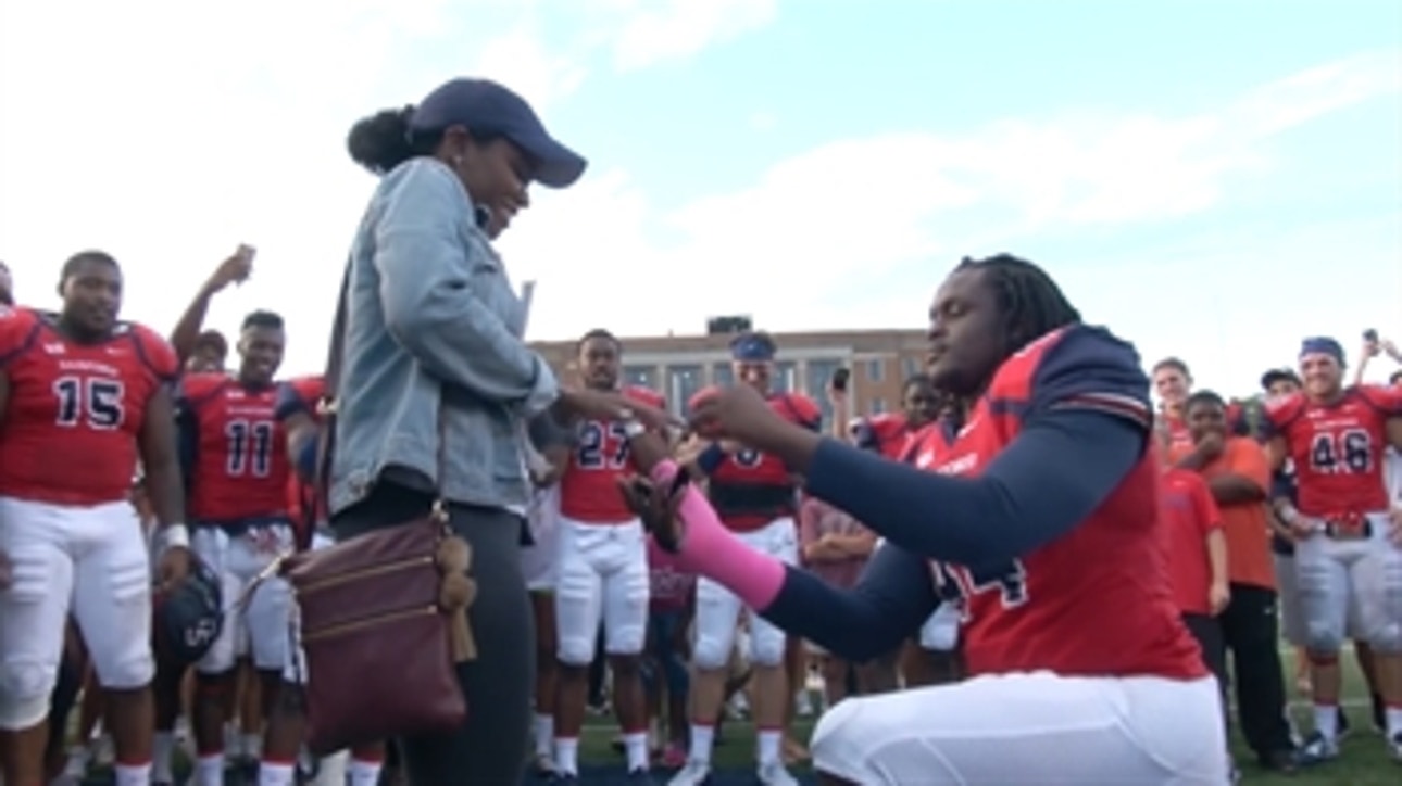 Samford football players help teammate with epic proposal