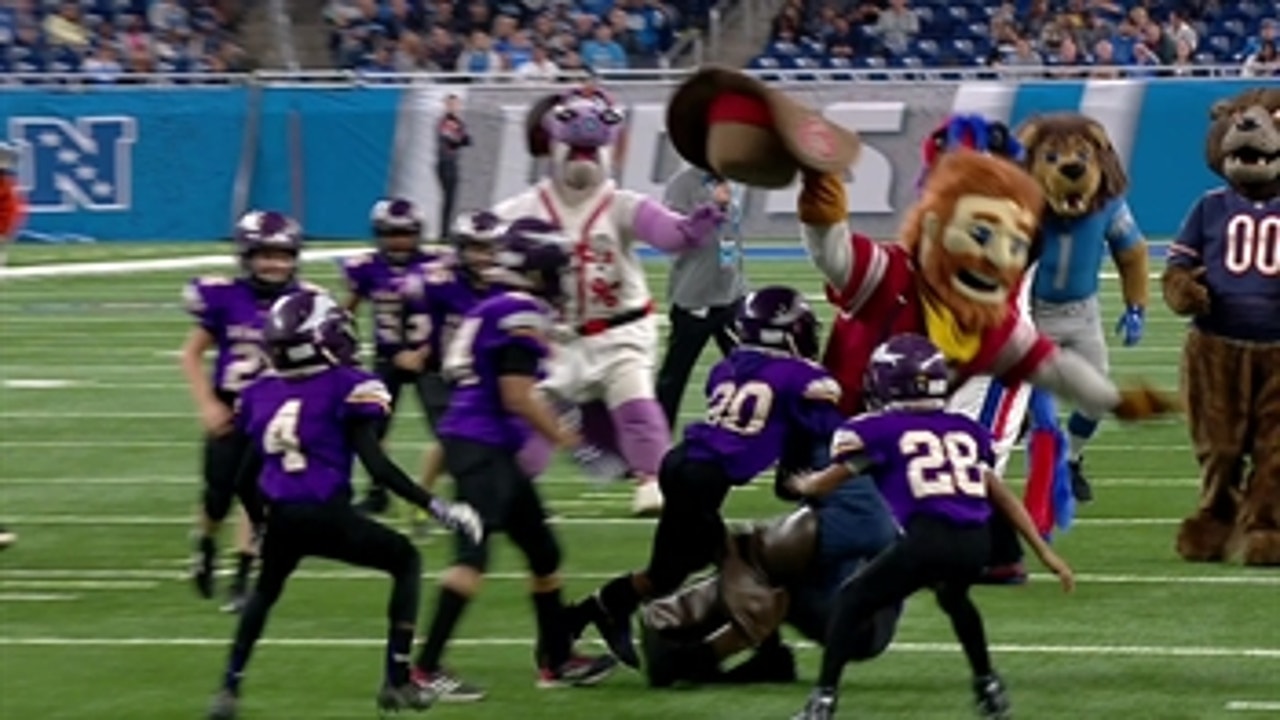 An all-star team of NFL and CFB mascots took on a youth team at Ford Field