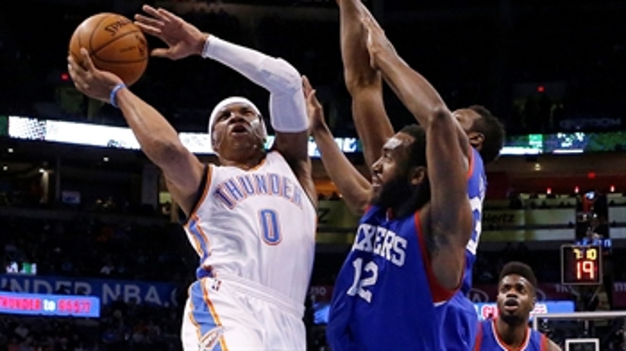 Westbrook's 49-16-10 lifts OKC to OT win over 76ers