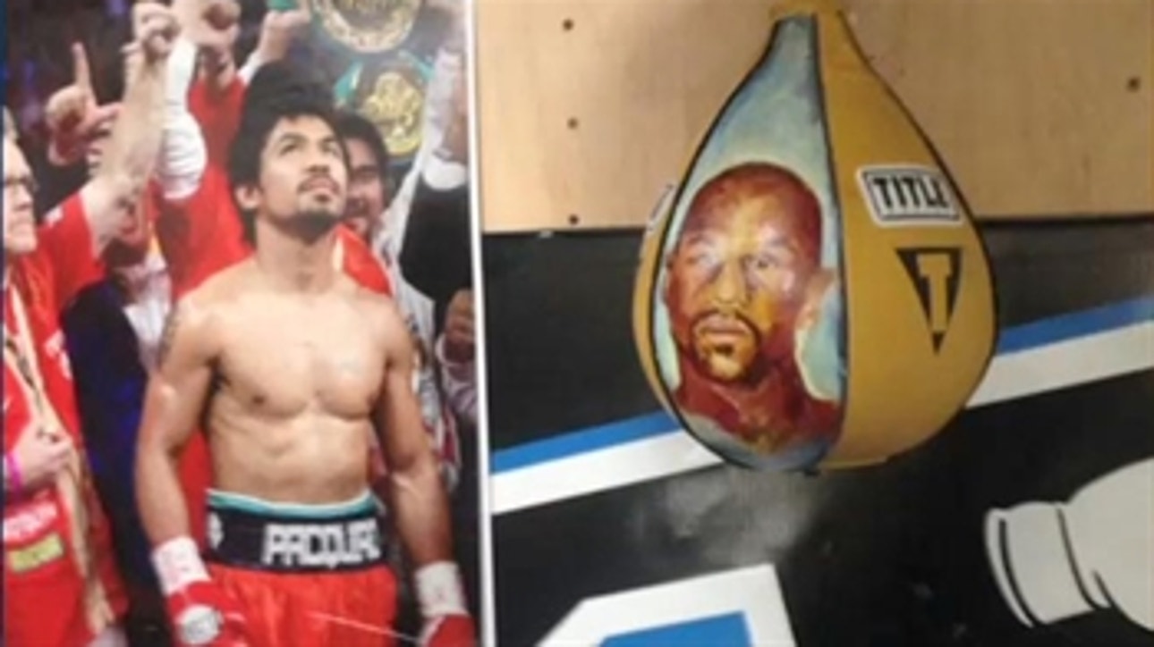 Floyd Mayweather's face is on Manny Pacquiao's new speed bag