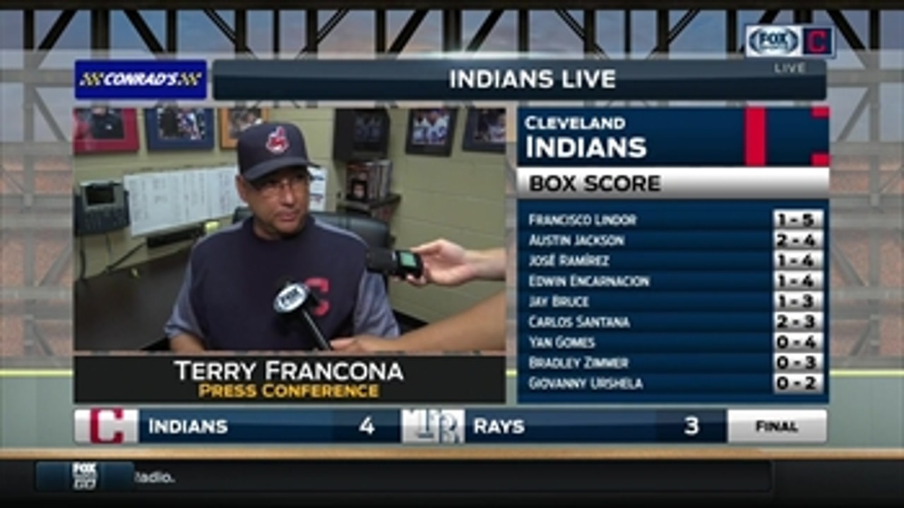 Terry Francona was pleased to see his bats pick up Kluber