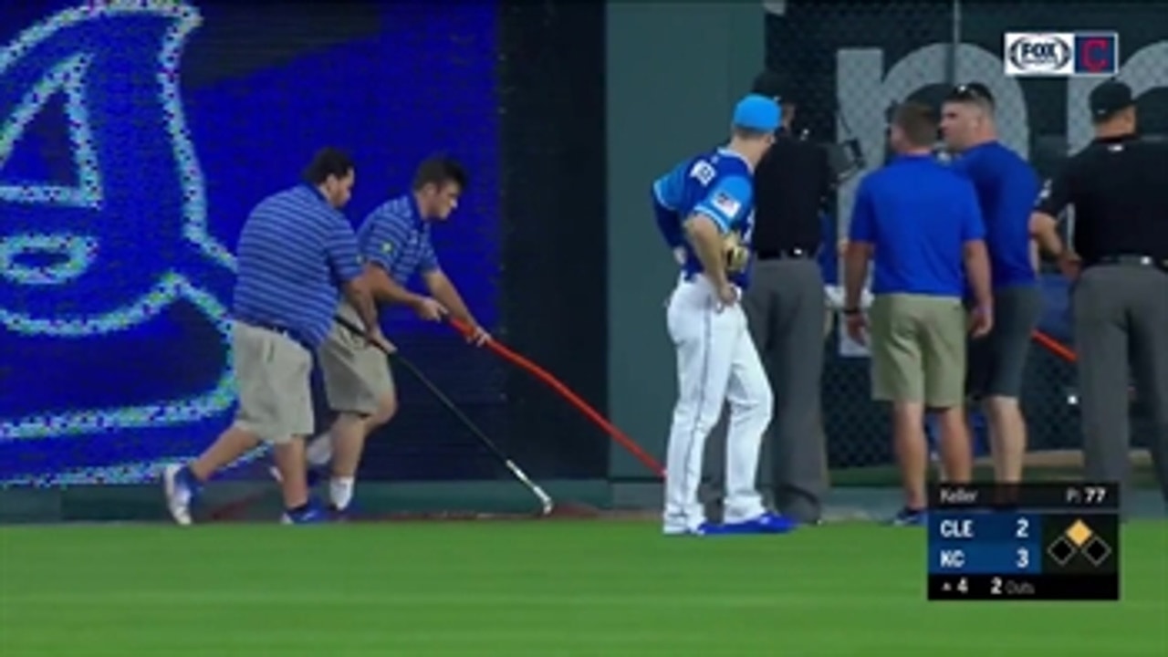 Kauffman Stadium fountains flood causing a delay