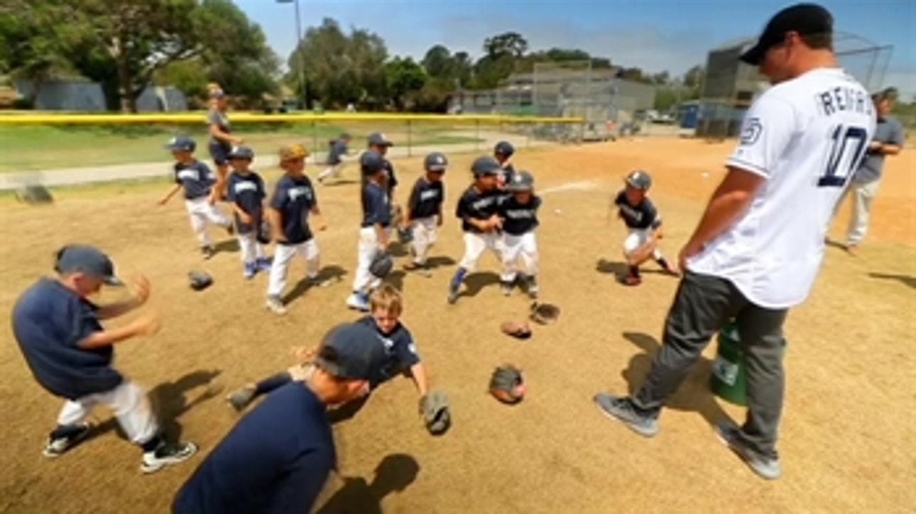 Hunter Renfroe visits young baseball players at Padres Summer Camp