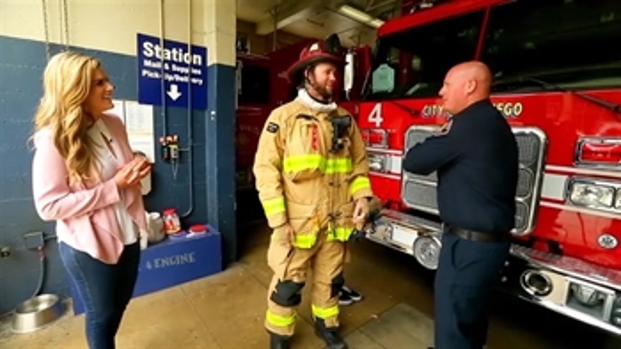 Which Padres player spent the day as a firefighter?