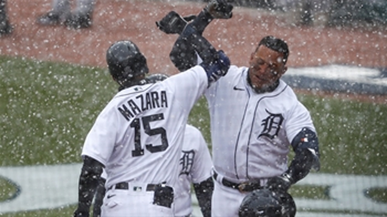 Miguel Cabrera's homer in the snow powers Tigers to 3-2 Opening Day win over Indians