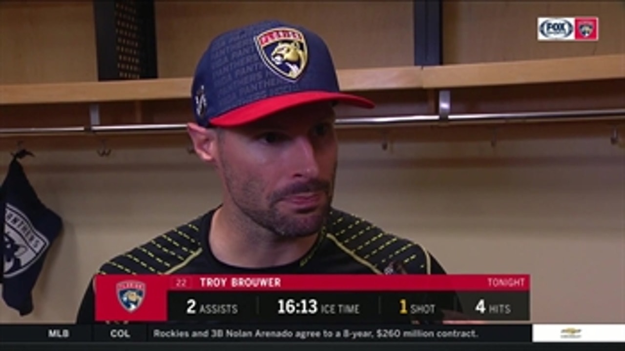 Troy Brouwer discusses Panthers' shootout loss to Arizona, playmaking after tallying 2 assists