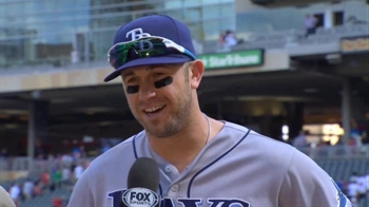 Evan Longoria reacts to the Rays win over the Twins