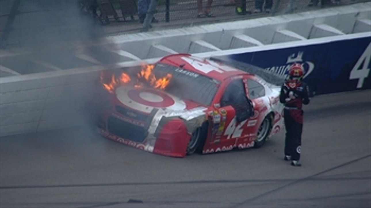 CUP: Kyle Larson Up in Flames - Michigan 2014