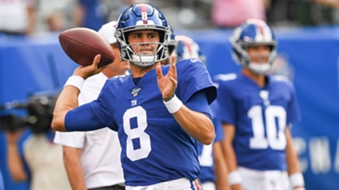 Eli Manning and Daniel Jones help with Girls Flag Football clinic