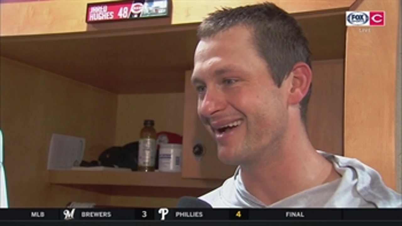 Reds closer Jared Hughes on how excited he was to help the Reds to a victory