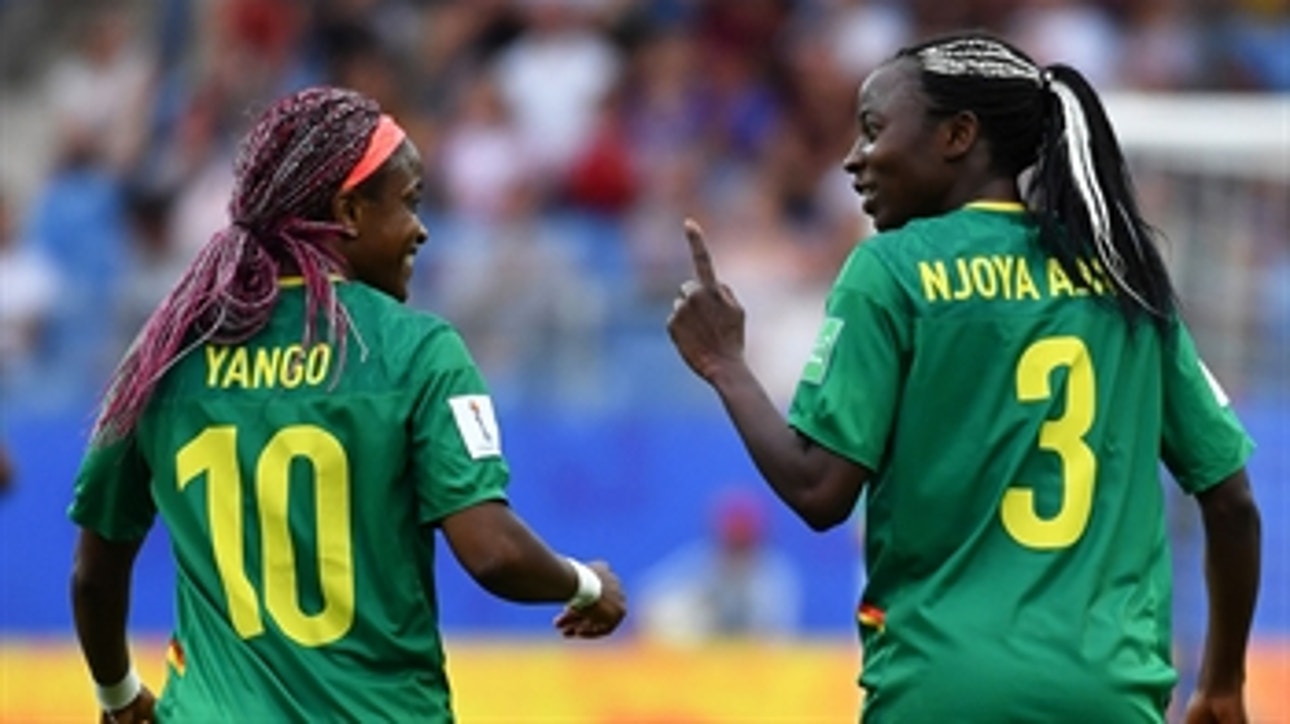 Cameroon's Ajara Nchout finishes the build-up in the box to go up 1-0 ' 2019 FIFA Women's World Cup™