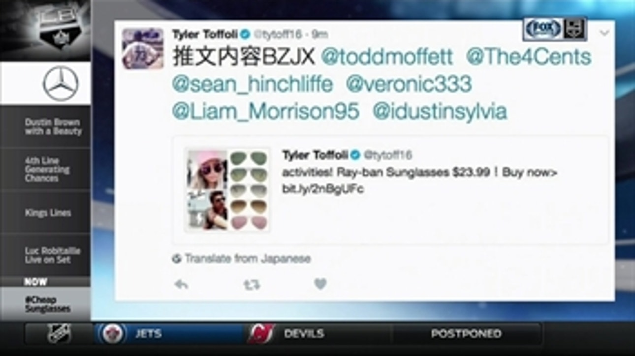 Kings Live: Tyler Toffoli has Twitter account hacked, offers sunglasses deal
