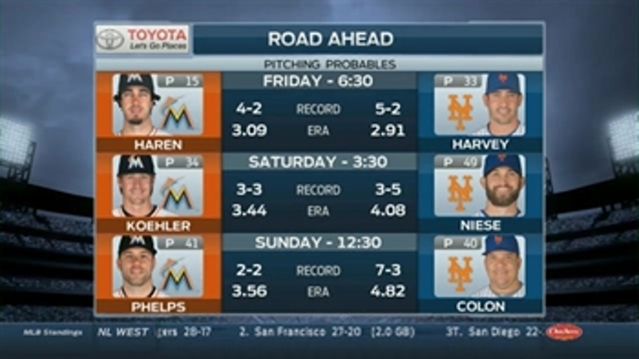 Marlins head to New York to take on Mets