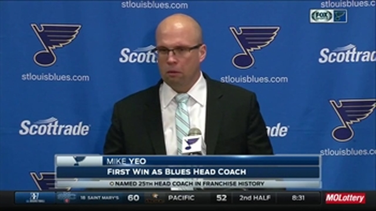 Yeo holds first postgame press conference as Blues head coach