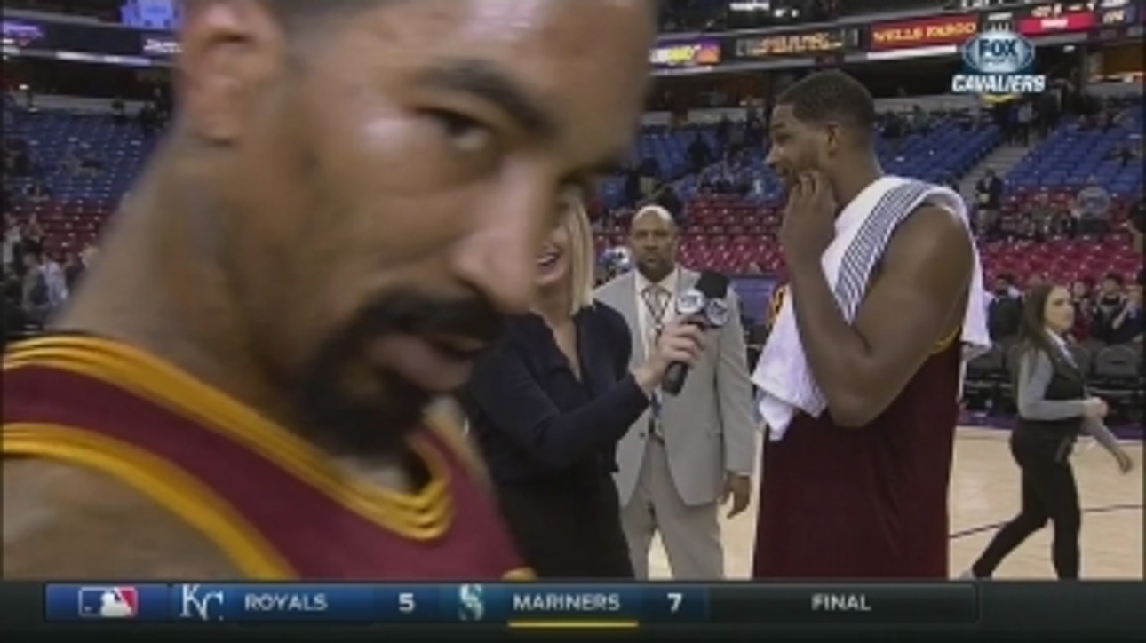 J.R. Smith gets up close and personal in postgame videobomb