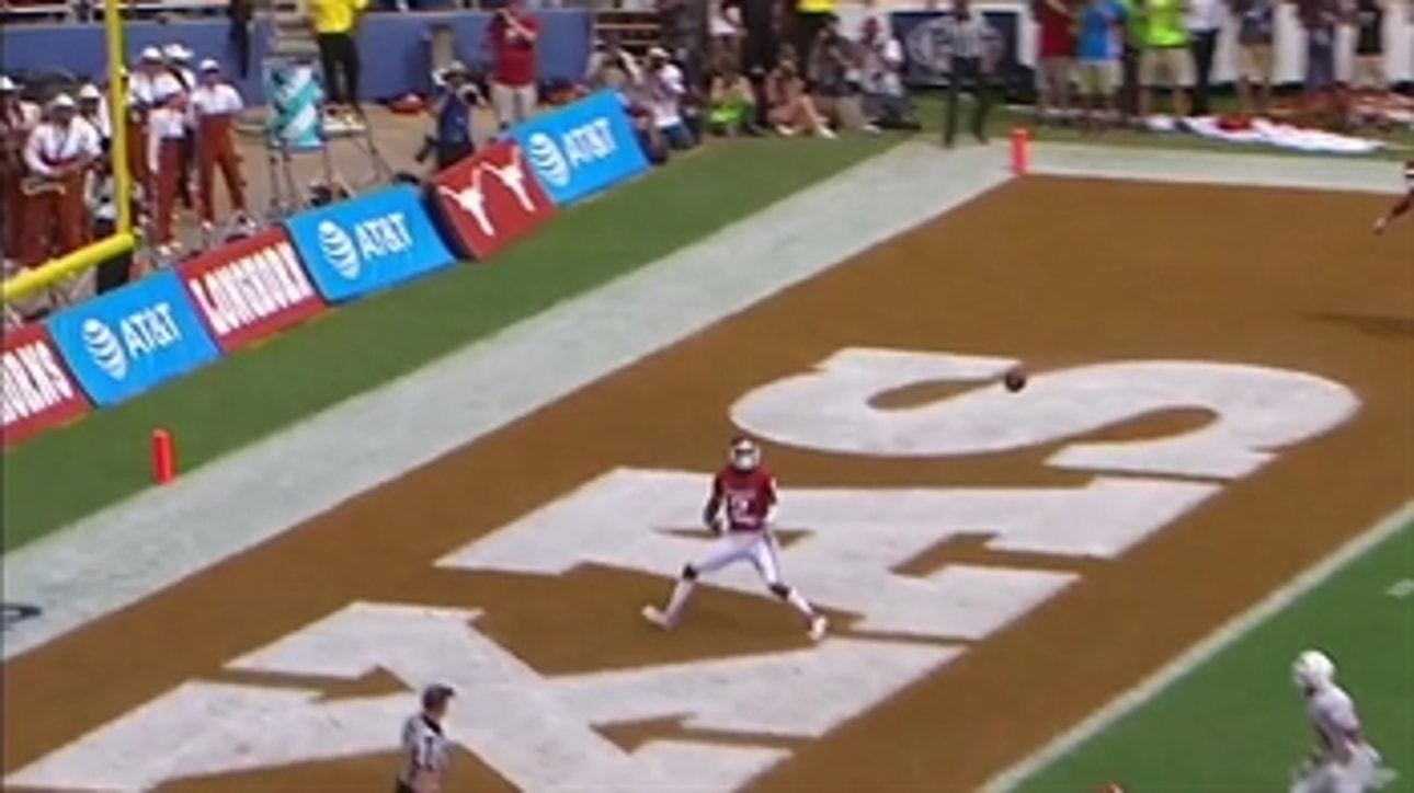Oklahoma's CeeDee Lamb finds himself wide, wide, WIDE open on this TD pass from Kyler Murray