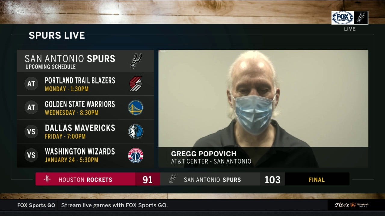 Gregg Popovich on the Spurs coming up with the win against the Rockets
