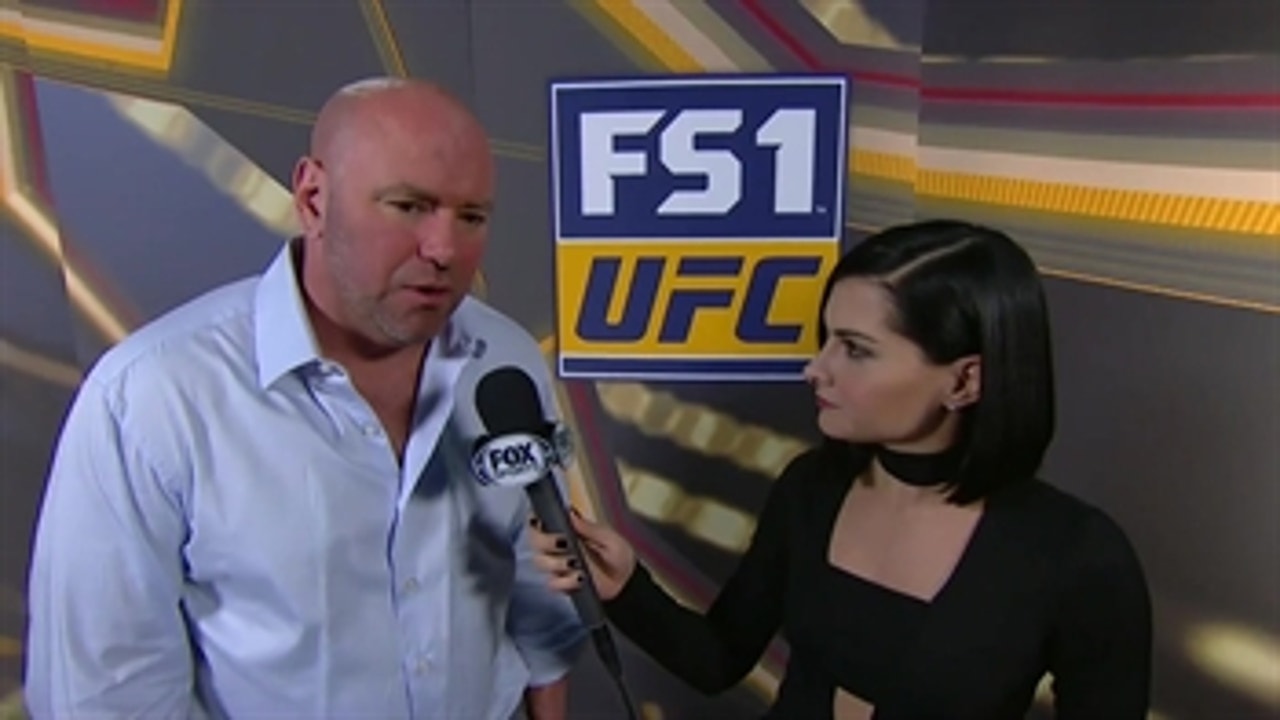 Dana White talks with the UFC on FOX crew after the fights ' UFC 220