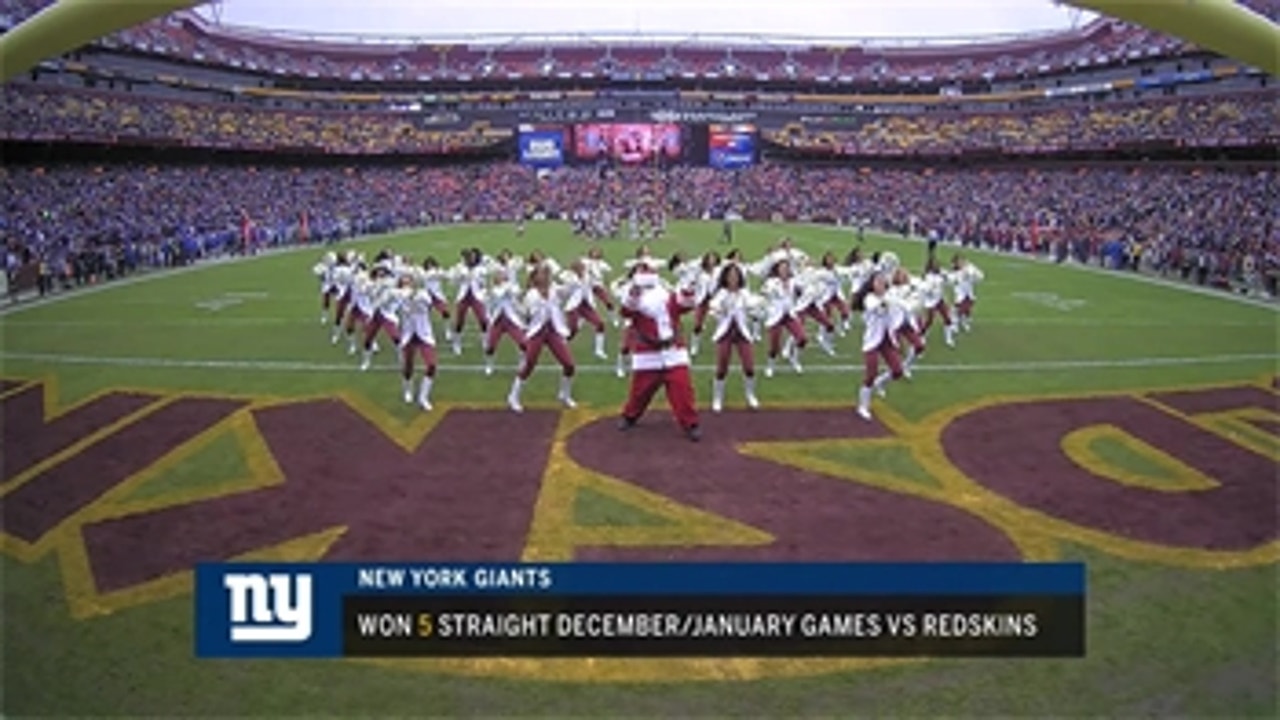 Santa Claus busts a move during Giants vs. Redskins