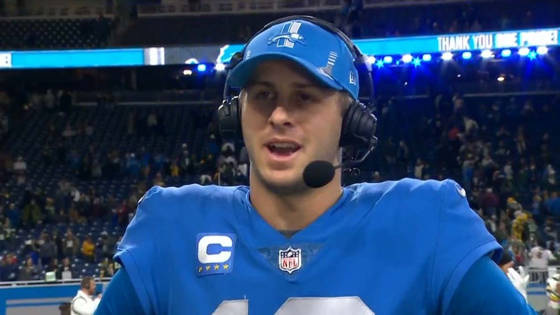 'There's no quit in us' — Jared Goff speaks with 
Pam Oliver on the Lions' upset win over Packers