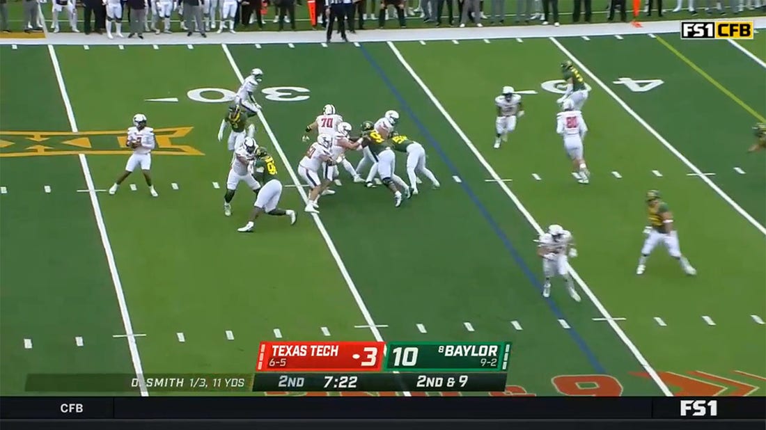 What. A. Hit! Raleigh Texada's sack fuels Baylor's second touchdown against Texas Tech, 17-3