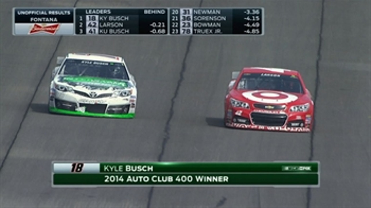 CUP: Kyle Busch Wins in G-W-C Finish - Fontana 2014