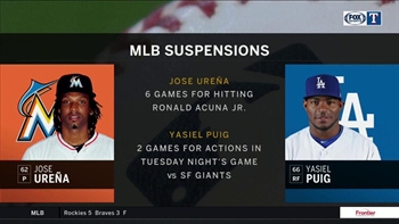 Jose Urena, Yasiel Puig Suspended ' The Big Story