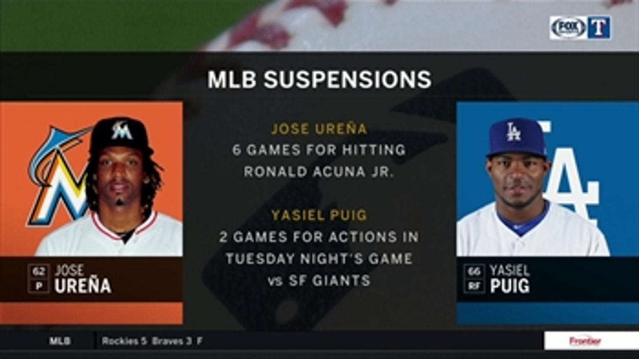 Jose Urena, Yasiel Puig Suspended ' The Big Story