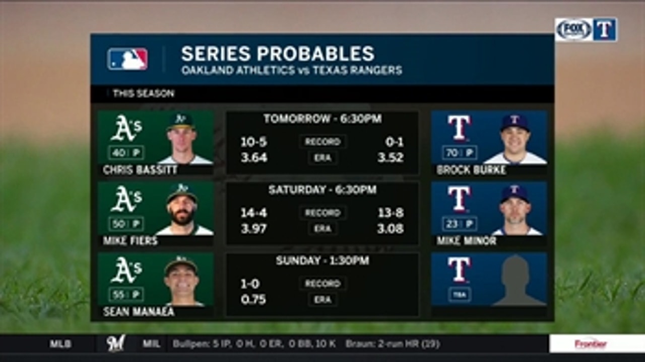 Series Probables vs. the Oakland Athletics ' Rangers Live